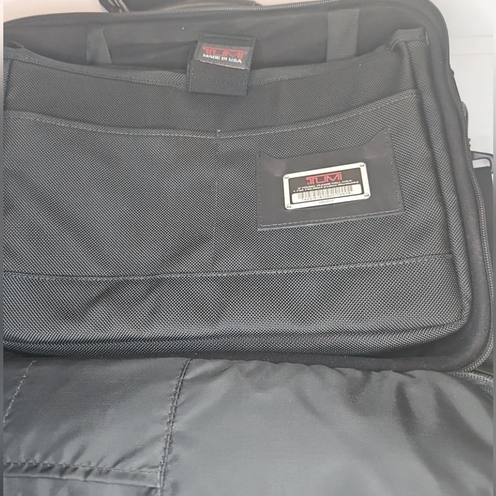 TUMI Black Nylon Briefcase with Padded Laptop Sleeve – Business Travel Bag
